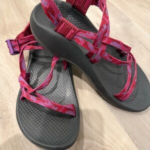 Chaco Red and Purple Sandals with Adjustable Straps